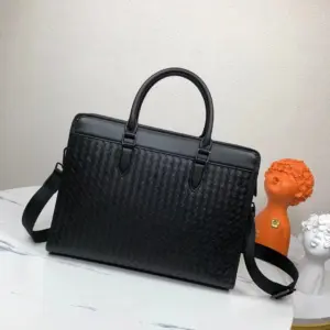 Men’s Briefcase with Waxy Imported Calf Leather