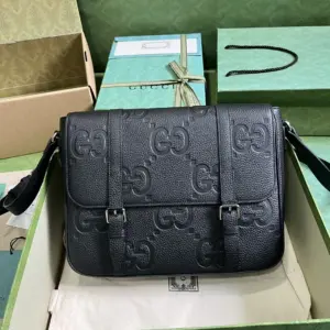 Super G medium messenger bag with green Super G leather