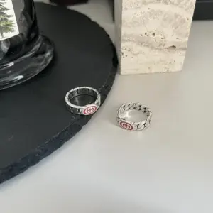 Gucci 925 pure silver couple double G pink enamel ring