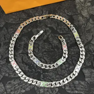 New Cuban bracelet necklace combo set