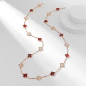 Twenty flower diamond red necklace