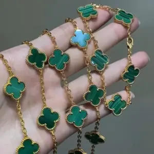 Custom VCA peacock stone five flowers bracelet