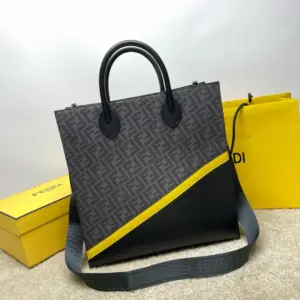 Fendi leather handbag with tote structure