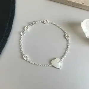 Gucci new 925 pure silver Heart double G handband, 17+2cm size