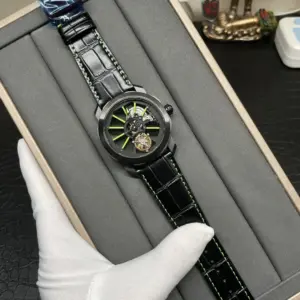 Bulgari Octo series blue green white lumino dial wristwatch