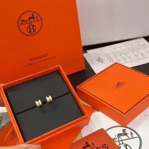 Gold white mini h earrings