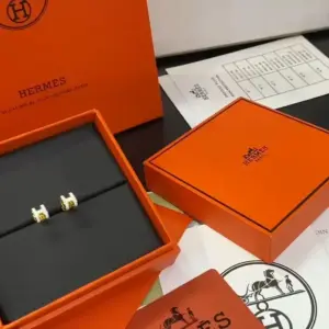 Gold white mini h earrings