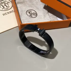 Hermes SOBLACK black enamel bracelet with pure black, matte enamel and matte metal texture for full aura