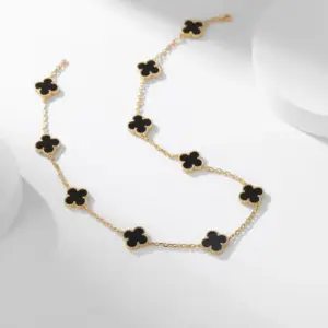 Ten flower black agate necklace