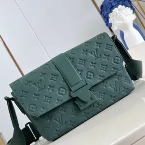 M24439 green premium leather s-cape postman bag