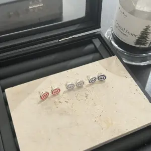 925 silver interlocking g enamel stud earrings