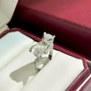 Cartier panther ring with jade