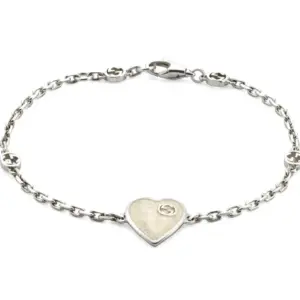 Heart double G charm bracelet with pearl effect