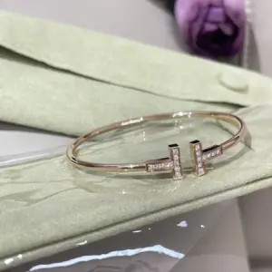 Tiffany full diamond double T bracelet