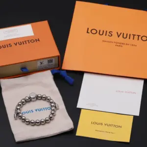LV beads all white charm bracelet