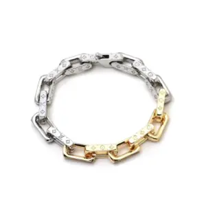 Monogram quenched split two color charm bracelet