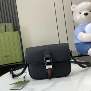 Super mini shoulder bag with black soft leather