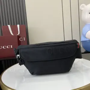 Black nylon small waist bag