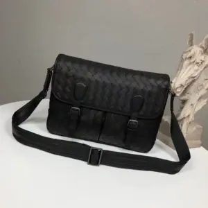 Handcrafted wide-weave messenger bag