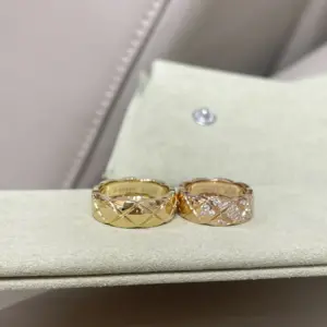 Chanel checkered wide ring