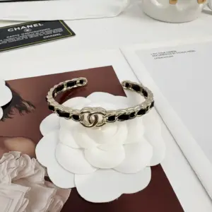 New hollow cutout leather shallow gold open bracelet