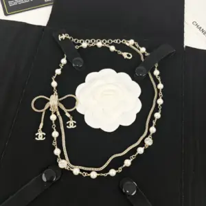Bow double layer pearl necklace