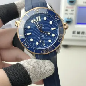 VS Omega Aqua Terra pink blue strap watch