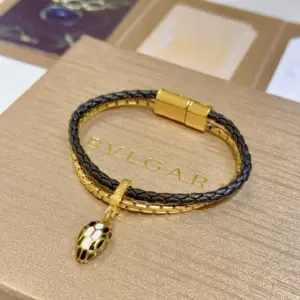 Serpenti double-layer bracelet in black and gold colors