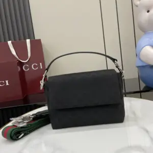 Black GG fabric small shoulder bag