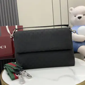 Black GG fabric small shoulder bag