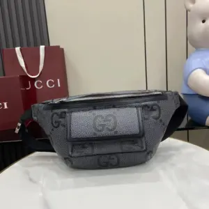 Grey black GG super G waist bag