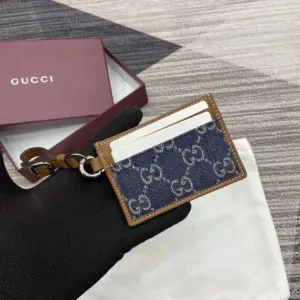 Card holder with GG Monogram fabric