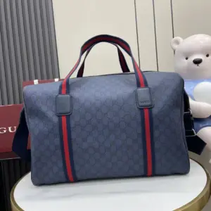 Travel bag deep blue GG Supreme fabric