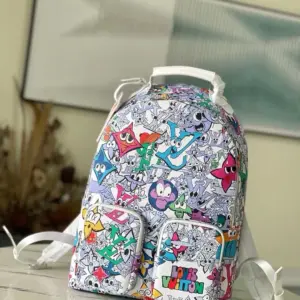 Multipocket backpack with animal pattern